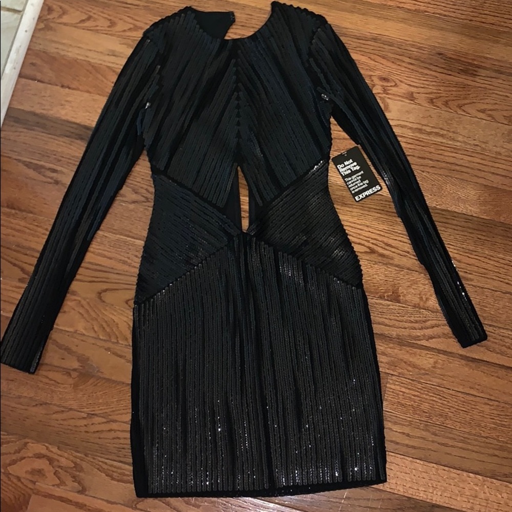 Black Sequins Express Fitted Dress - NEVER WORN